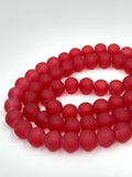 Frosted Red Glass Beads