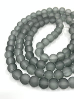 Frosted Grey Glass Beads