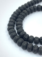 Black Lava Rondelle Beads