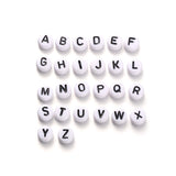 White Letter Beads, Black Writing 20 Beads of each letter