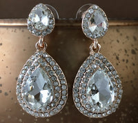 Crystal Big Teardrop Earrings, Rose Gold | Fashion Jewellery Outlet | Fashion Jewellery Outlet