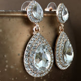 Crystal Big Teardrop Earrings, Rose Gold | Fashion Jewellery Outlet | Fashion Jewellery Outlet