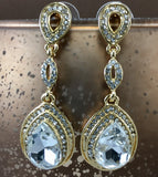 Crystal 3 Tier Top Teardrop Earrings Gold | Fashion Jewellery Outlet | Fashion Jewellery Outlet