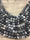 4mm Black Stone Beads | Fashion Jewellery Outlet | Fashion Jewellery Outlet