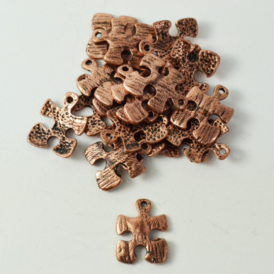 Copper Autism Puzzle Charm | Fashion Jewellery Outlet | Fashion Jewellery Outlet