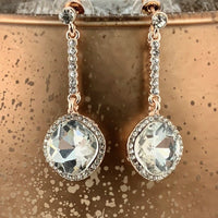 Crystal Diamond shape Earrings, Rose Gold | Fashion Jewellery Outlet | Fashion Jewellery Outlet