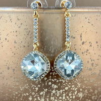 Crystal Earrings Diamond shape, Gold | Fashion Jewellery Outlet | Fashion Jewellery Outlet