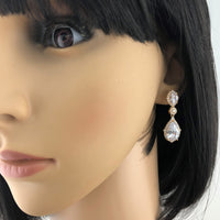 Cubic Zirconia Bridal Earrings, 18K Plated | Fashion Jewellery Outlet | Fashion Jewellery Outlet