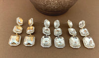 Crystal Princess Cut Earrings, Champagne | Fashion Jewellery Outlet | Fashion Jewellery Outlet