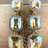 Crystal Princess Cut Earrings, Champagne | Fashion Jewellery Outlet | Fashion Jewellery Outlet