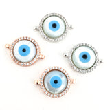 Round Blue Evil Eye CZ Pave Connector | Fashion Jewellery Outlet | Fashion Jewellery Outlet