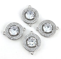 Silver Round CZ Pave Connector | Fashion Jewellery Outlet | Fashion Jewellery Outlet