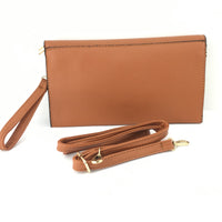 Tan Faux Leather Clutch | Fashion Jewellery Outlet | Fashion Jewellery Outlet