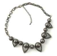 Filigree Ball Necklace Crystals, Gunmetal | Fashion Jewellery Outlet | Fashion Jewellery Outlet