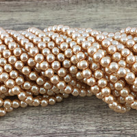 8mm Faux Light Gold Glass Pearl | Fashion Jewellery Outlet | Fashion Jewellery Outlet