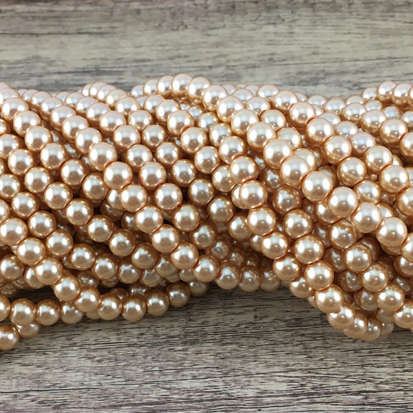 8mm Faux Light Gold Glass Pearl | Fashion Jewellery Outlet | Fashion Jewellery Outlet