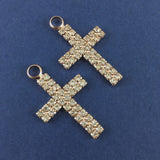 Alloy 2 Row Rhinestone Rose Gold Cross Charm| Fashion Jewellery Outlet | Fashion Jewellery Outlet