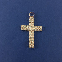 Alloy 2 Row Rhinestone Rose Gold Cross Charm| Fashion Jewellery Outlet | Fashion Jewellery Outlet