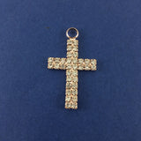 Alloy 2 Row Rhinestone Rose Gold Cross Charm| Fashion Jewellery Outlet | Fashion Jewellery Outlet