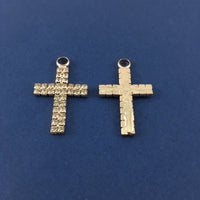 Alloy 2 Row Rhinestone Rose Gold Cross Charm| Fashion Jewellery Outlet | Fashion Jewellery Outlet