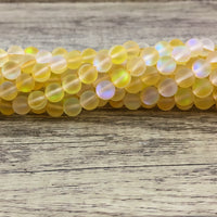 8mm Matte Yellow Mystic Aura Bead | Fashion Jewellery Outlet | Fashion Jewellery Outlet