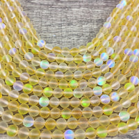 8mm Matte Yellow Mystic Aura Bead | Fashion Jewellery Outlet | Fashion Jewellery Outlet