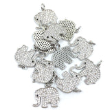 Silver Elephant with Trunk up CZ Pave Charm | Fashion Jewellery Outlet | Fashion Jewellery Outlet