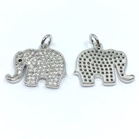 Silver Elephant with Trunk up CZ Pave Charm | Fashion Jewellery Outlet | Fashion Jewellery Outlet