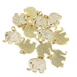 Gold Elephant with Trunk up CZ Pave Charm | Fashion Jewellery Outlet | Fashion Jewellery Outlet