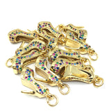 Gold Shoe Charm Dangle Heel CZ Pave Charm | Fashion Jewellery Outlet | Fashion Jewellery Outlet