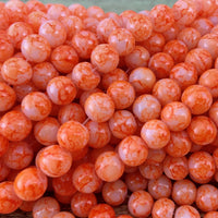 8mm Faux Marble Orange Glass Pearl | Fashion Jewellery Outlet | Fashion Jewellery Outlet