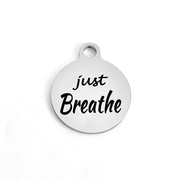 Just Breathe Round Custom Charm | Fashion Jewellery Outlet | Fashion Jewellery Outlet