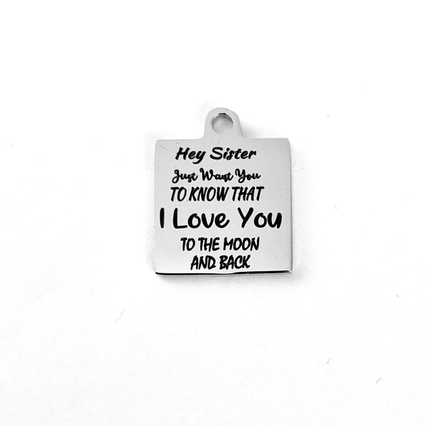 Gift for Sister Laser Engraved Charm | Fashion Jewellery Outlet | Fashion Jewellery Outlet