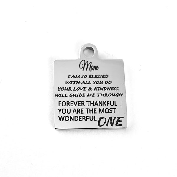 I love you Mom Laser Engraved Charm | Fashion Jewellery Outlet | Fashion Jewellery Outlet