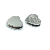 Alloy Slider Rhinestone Heart Shape Slider | Fashion Jewellery Outlet | Fashion Jewellery Outlet