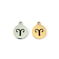 Zodiac Sign Laser Engraved Steel Charm | Fashion Jewellery Outlet | Fashion Jewellery Outlet