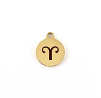 12mm Zodiac Sign Laser Engraved Steel Charm | Fashion Jewellery Outlet | Fashion Jewellery Outlet