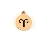 12mm Zodiac Sign Laser Engraved Steel Charm | Fashion Jewellery Outlet | Fashion Jewellery Outlet