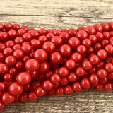 8mm Faux Glass Pearl beads, Deep Solid Red | Fashion Jewellery Outlet | Fashion Jewellery Outlet