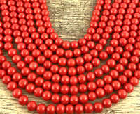 8mm Faux Glass Pearl beads, Deep Solid Red | Fashion Jewellery Outlet | Fashion Jewellery Outlet