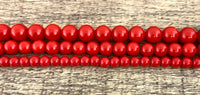 8mm Faux Glass Pearl beads, Deep Solid Red | Fashion Jewellery Outlet | Fashion Jewellery Outlet