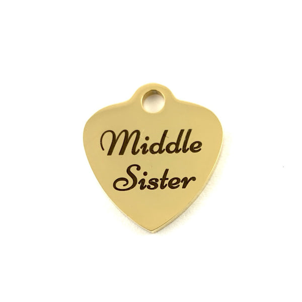 Middle Sister Laser Engraved Charm | Fashion Jewellery Outlet | Fashion Jewellery Outlet