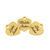 Middle Sister Laser Engraved Charm | Fashion Jewellery Outlet | Fashion Jewellery Outlet