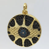 Gold Black Round Evil eye CZ Charm | Fashion Jewellery Outlet | Fashion Jewellery Outlet