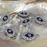 Evil Eye CZ Pave Connector, Rhodium | Fashion Jewellery Outlet | Fashion Jewellery Outlet