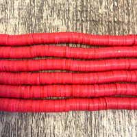 6mm Bright Red Heishi Beads | Fashion Jewellery Outlet | Fashion Jewellery Outlet