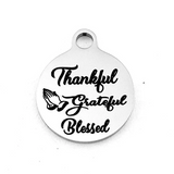 Thankful Grateful Blessed Engraved Charm | Fashion Jewellery Outlet | Fashion Jewellery Outlet