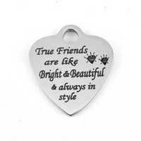 True Friends Engraved Charm Gift for Friend | Fashion Jewellery Outlet | Fashion Jewellery Outlet