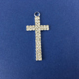 Alloy Charm, Two Row Rhinestone Silver Cross| Fashion Jewellery Outlet | Fashion Jewellery Outlet