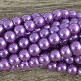 8mm Glass Pearl Bead, Purple | Fashion Jewellery Outlet | Fashion Jewellery Outlet